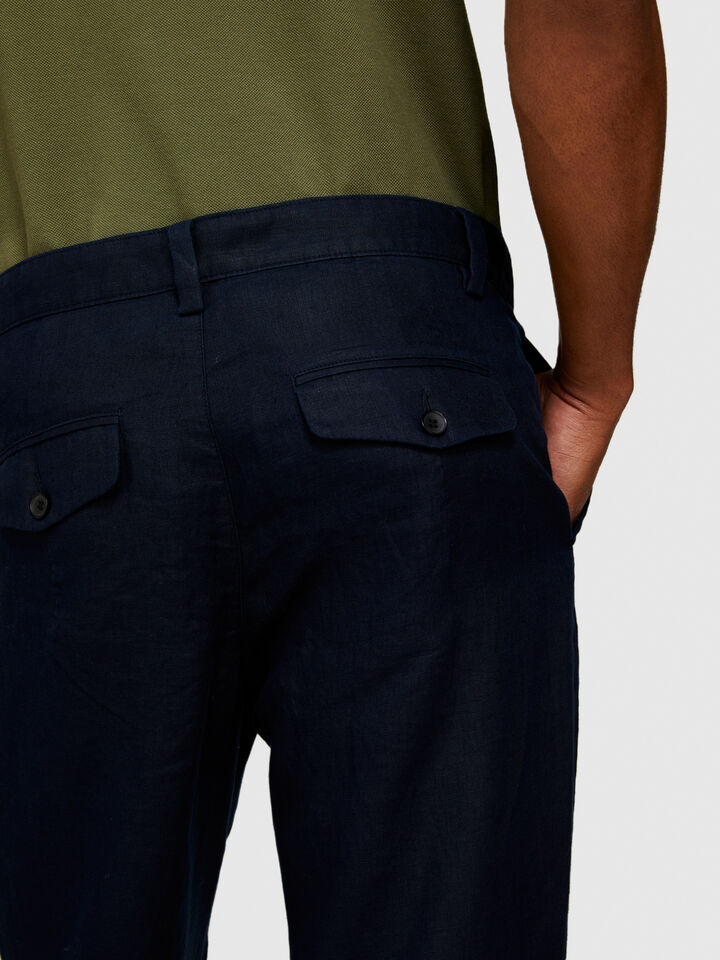Regular fit trousers in 100% linen - men's regular fit trousers - Dark Blue | Sisley image number 5